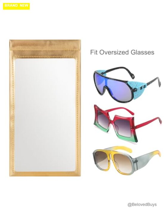 PU Leather Oversized Sunglasses Pouch Squeeze Top Holder Eyeglass Case main image 5